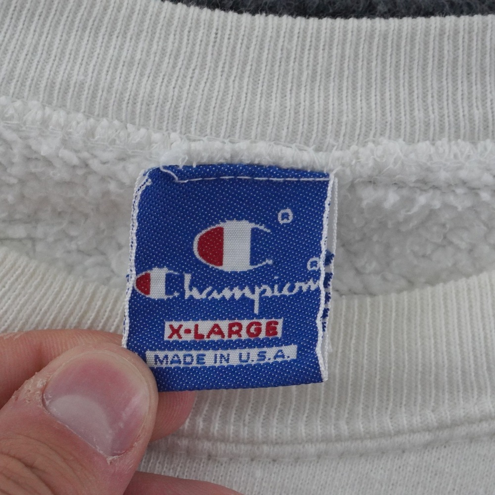 Vintage 90s Champion Sweatshirt Mens XL White Embroidered Logo Made in USA - Picture 3 of 10